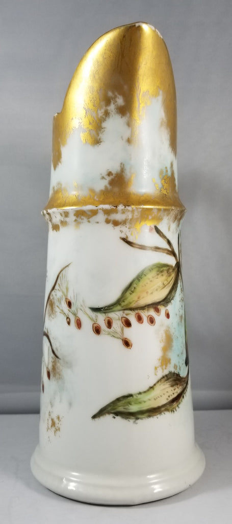 French Porcelain T&V Limoges Tankard Jug Pitcher Vase Rare Hand Painted Thistle Decoration