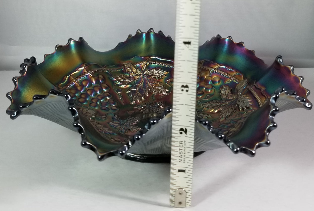 Northwood Grape & Cable Amethyst Carnival Glass Bowl