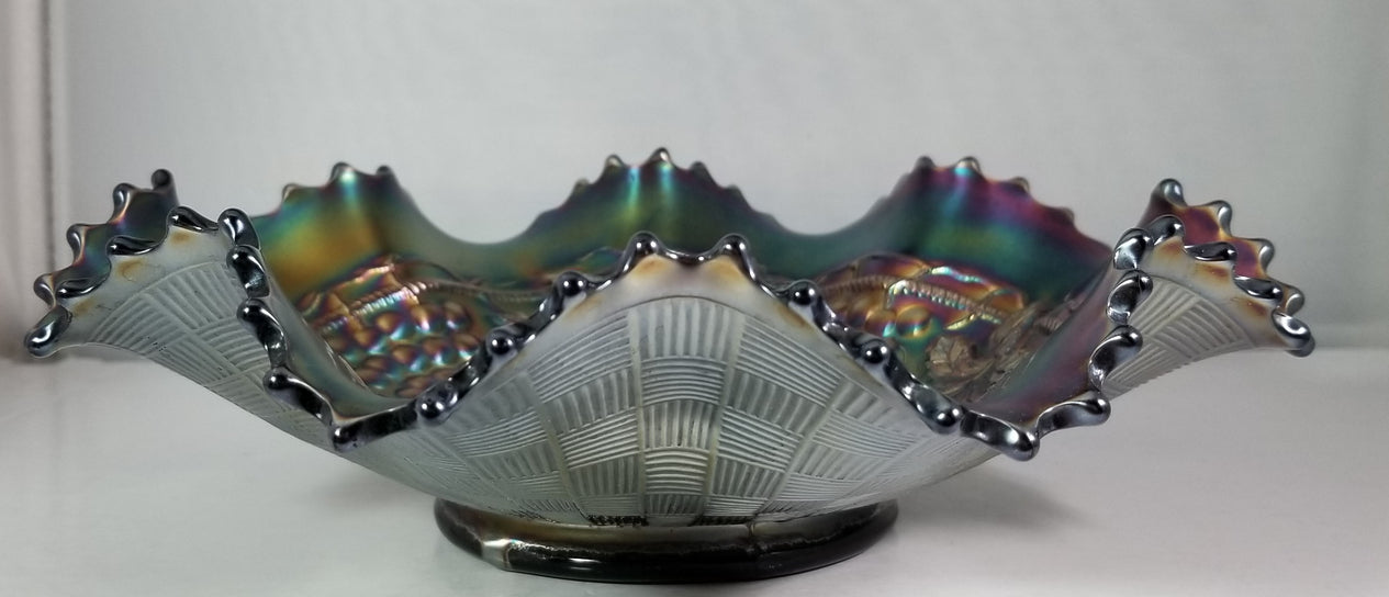 Northwood Grape & Cable Amethyst Carnival Glass Bowl