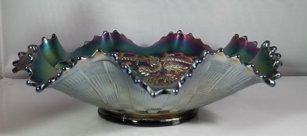 Northwood Grape & Cable Amethyst Carnival Glass Bowl