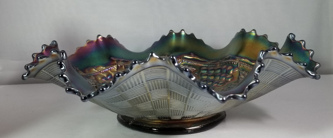 Northwood Grape & Cable Amethyst Carnival Glass Bowl
