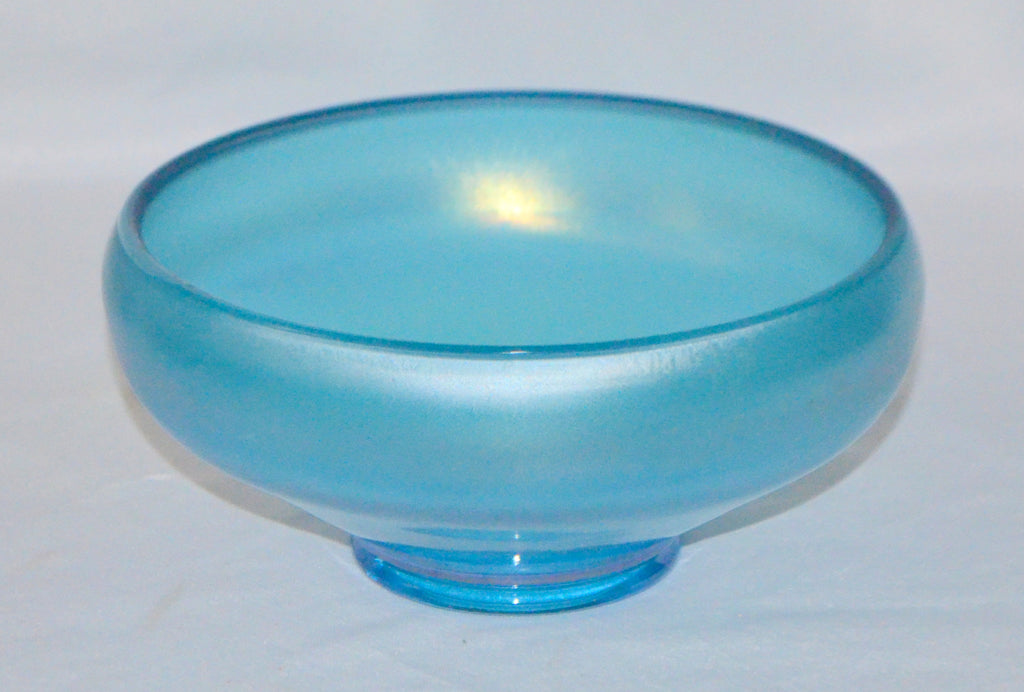 Fenton Stretch Glass Celeste Blue Deco Footed Bowl