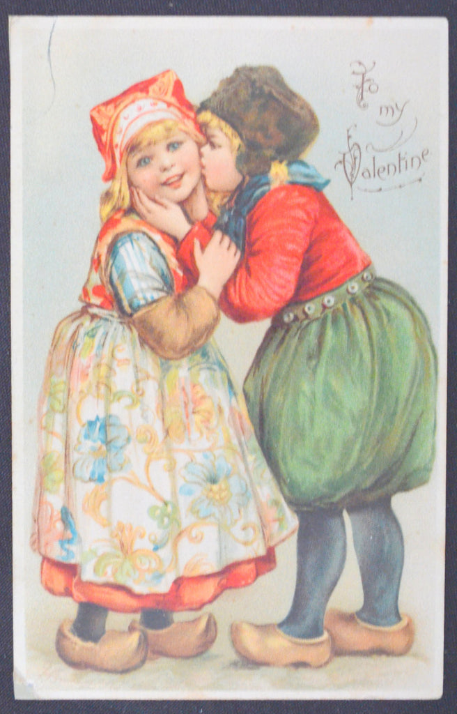 Valentine's Postcard Raphael Tuck Series 115 Francis Brundage Kissing Children