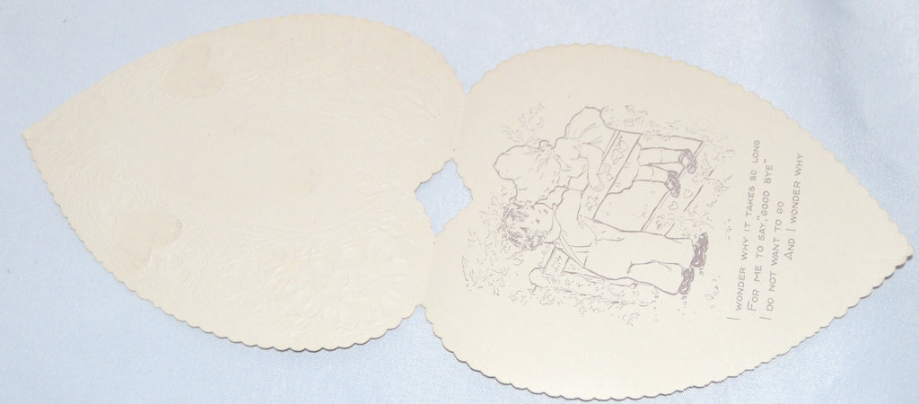 Die Cut Heart Shaped Embossed Valentine Card Whitney Made Little Girl Flowers & Lace