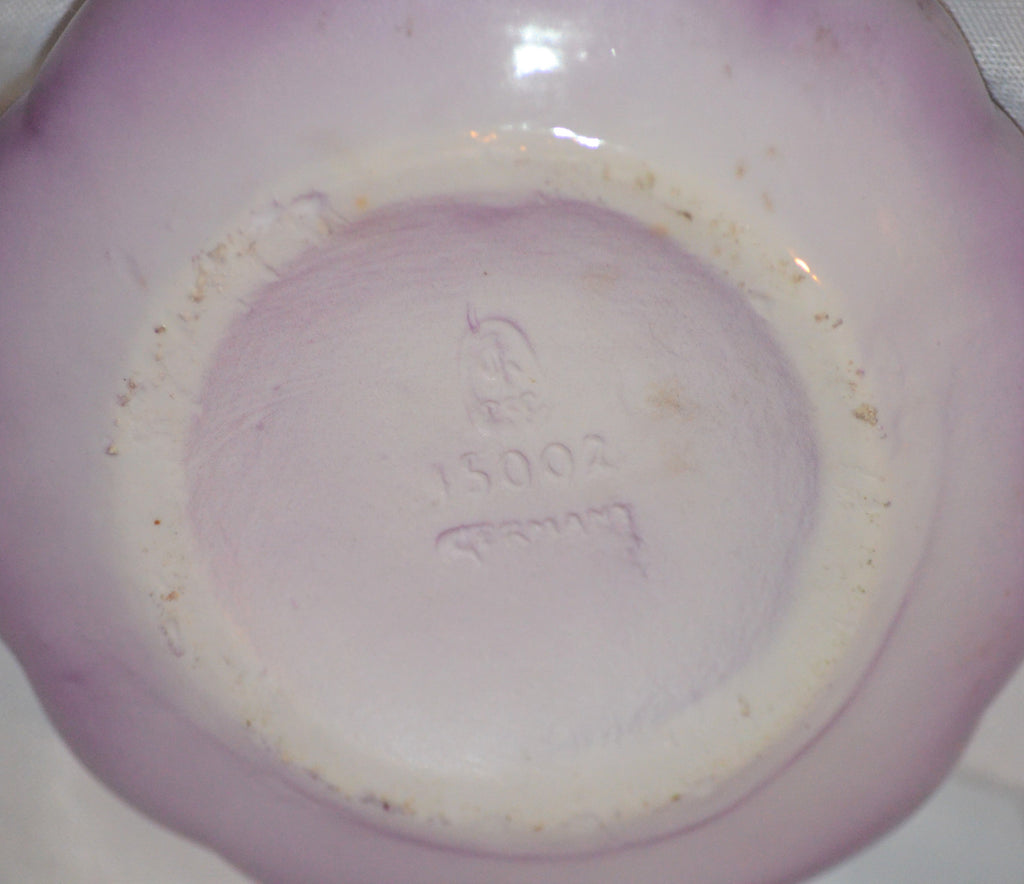 Deco Period German Porcelain Half Doll Lady Powder Box Jar Purple Dress