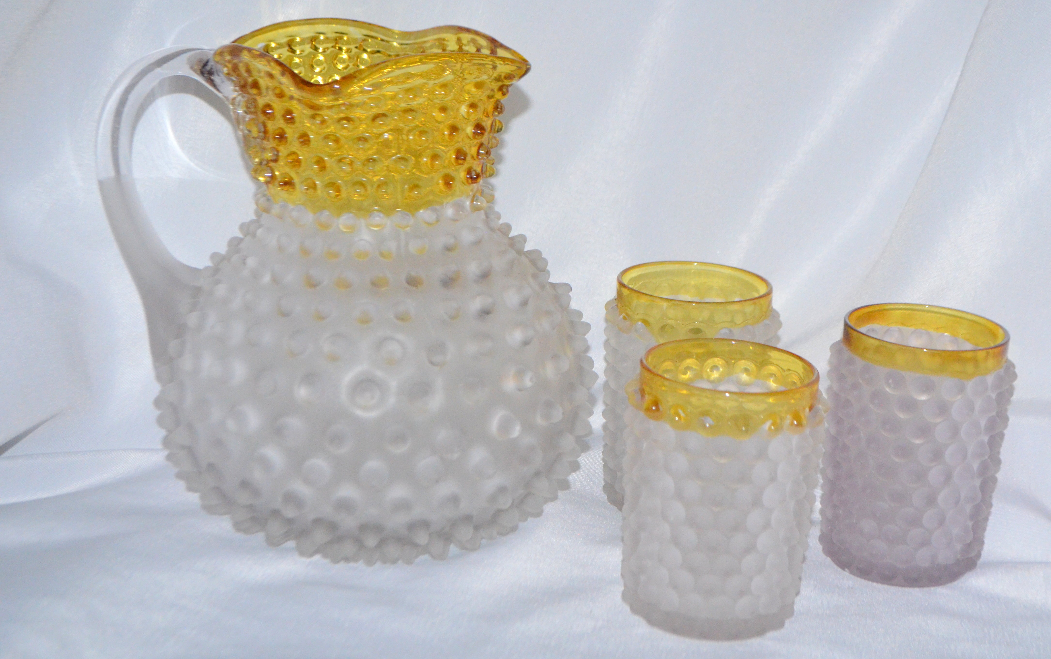 Antique Pattern Glass Pitcher, Water Pitcher, Lemonade Pitcher