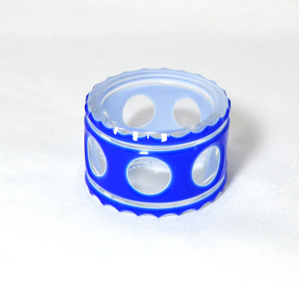 19th Century Antique French Saint Louis Art Glass Cobalt & White Overlay Cut to Clear Napkin Ring