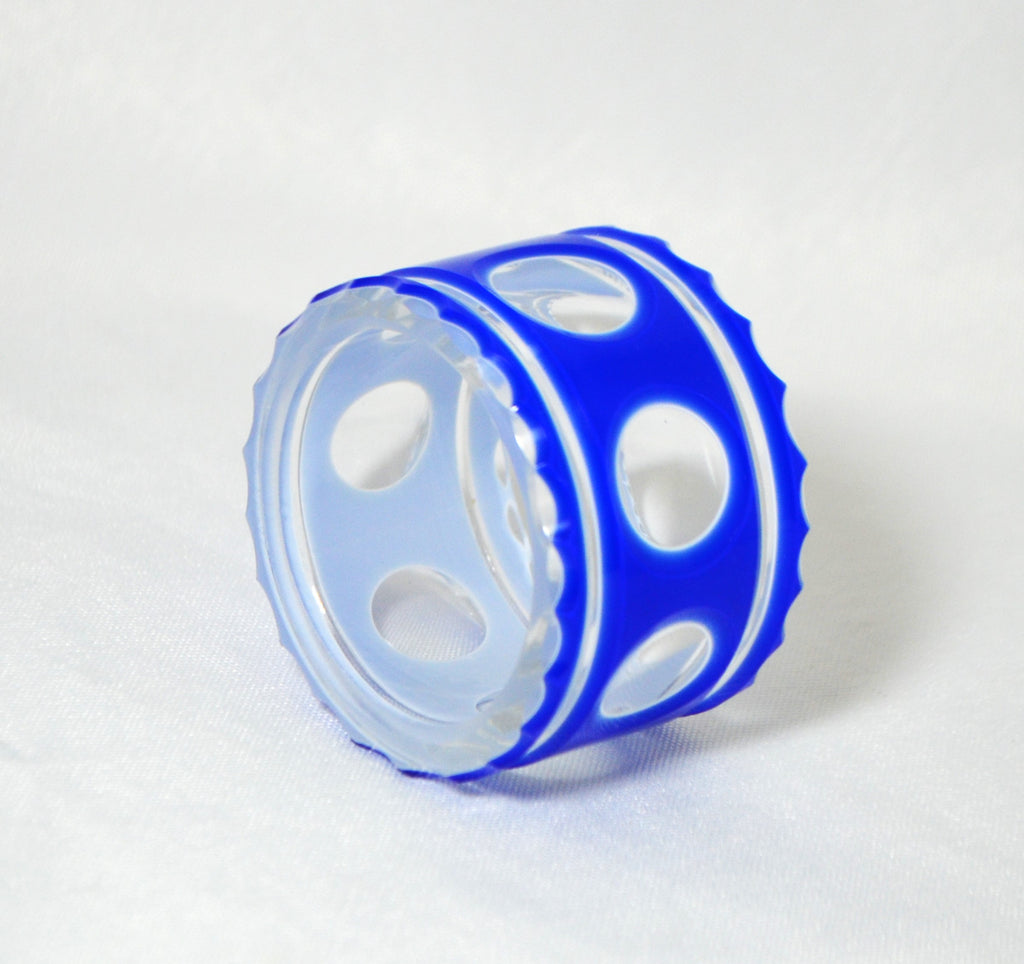 19th Century Antique French Saint Louis Art Glass Cobalt & White Overlay Cut to Clear Napkin Ring
