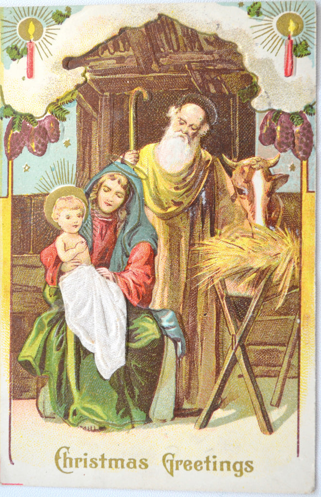 Christmas Postcard Religious Theme Holy Family
