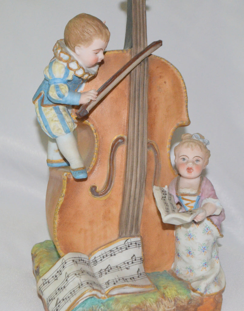 Charles Levy French Figurine Vase Children w/ Cello