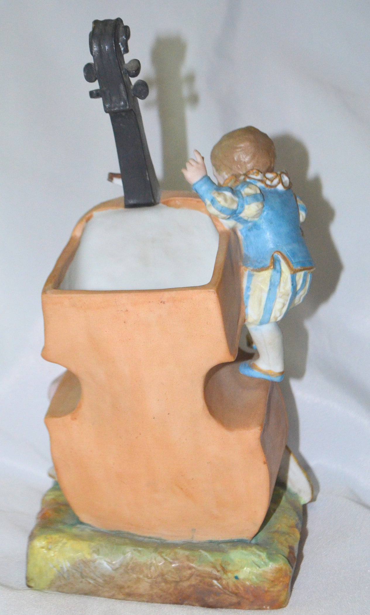 Charles Levy French Porcelain Bisque  1800s Figurine Vase Children w/ Cello