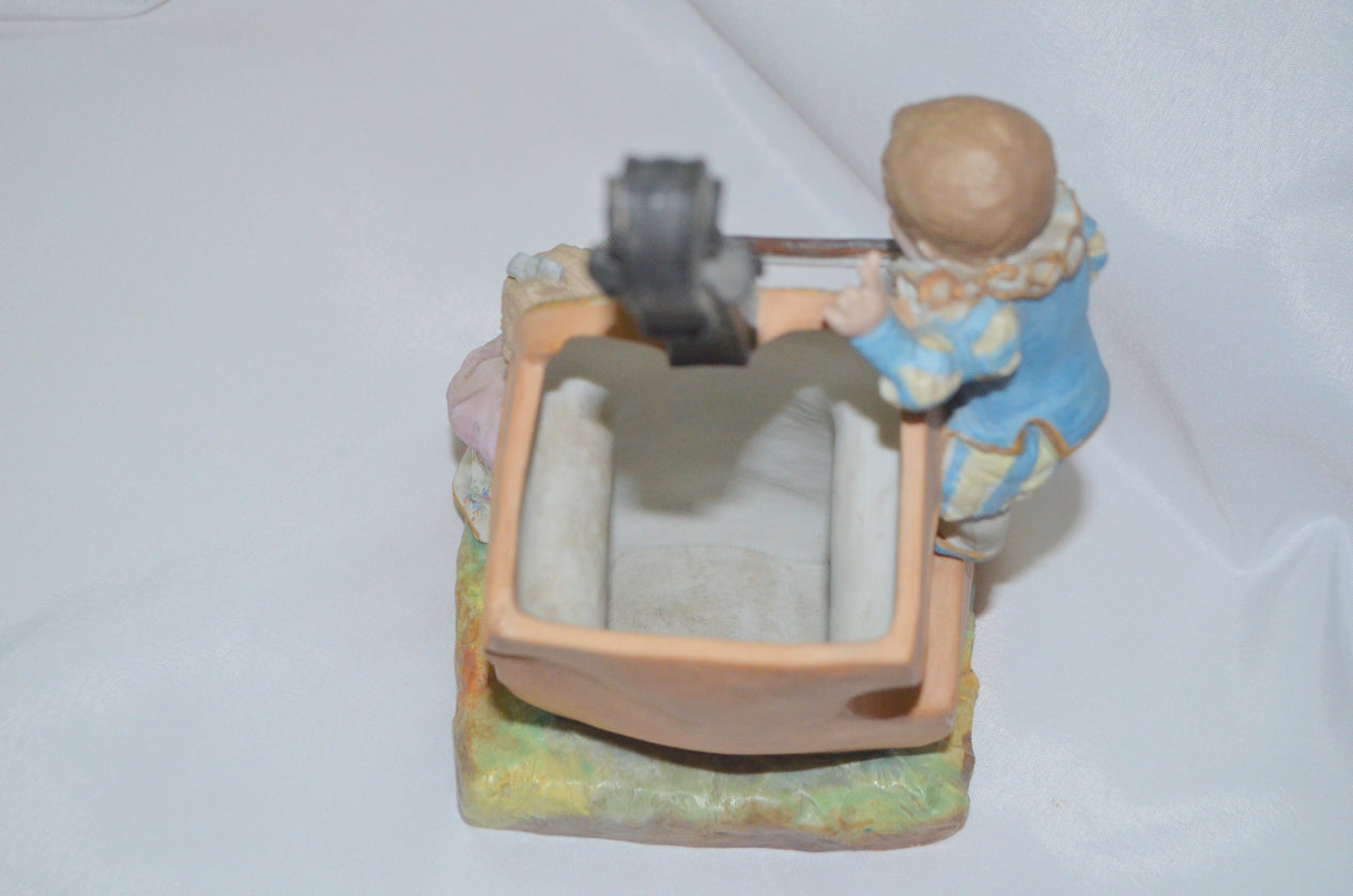 Charles Levy French Porcelain Bisque  1800s Figurine Vase Children w/ Cello