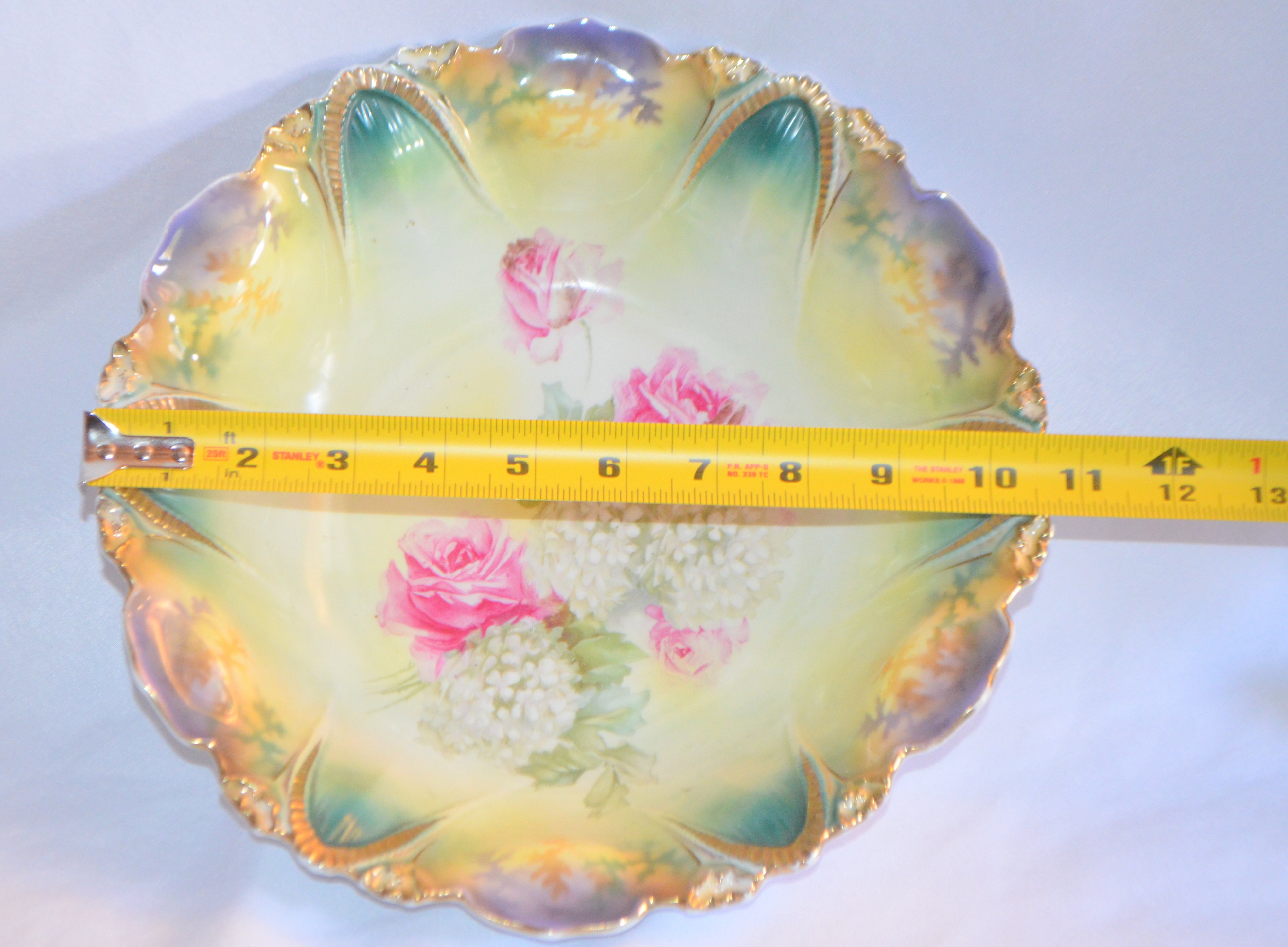 RS Prussia Bowl Mold 256 Poppies Pattern Pearlized Lustre Finish