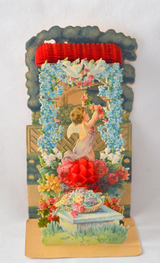 Valentine Die Cut Embossed 3D Card Cupid Hanging Flowers Double Honeycomb