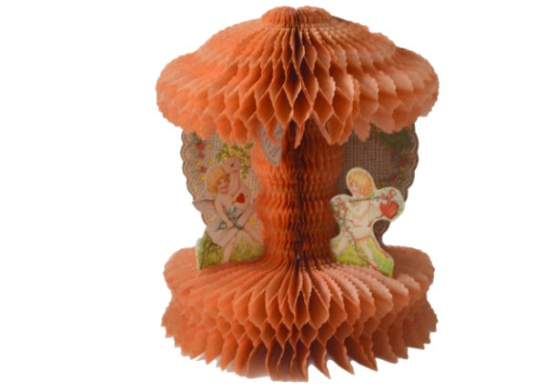 Valentine Die Cut Embossed 3D Honeycomb Beistle Card Cupids & Hearts