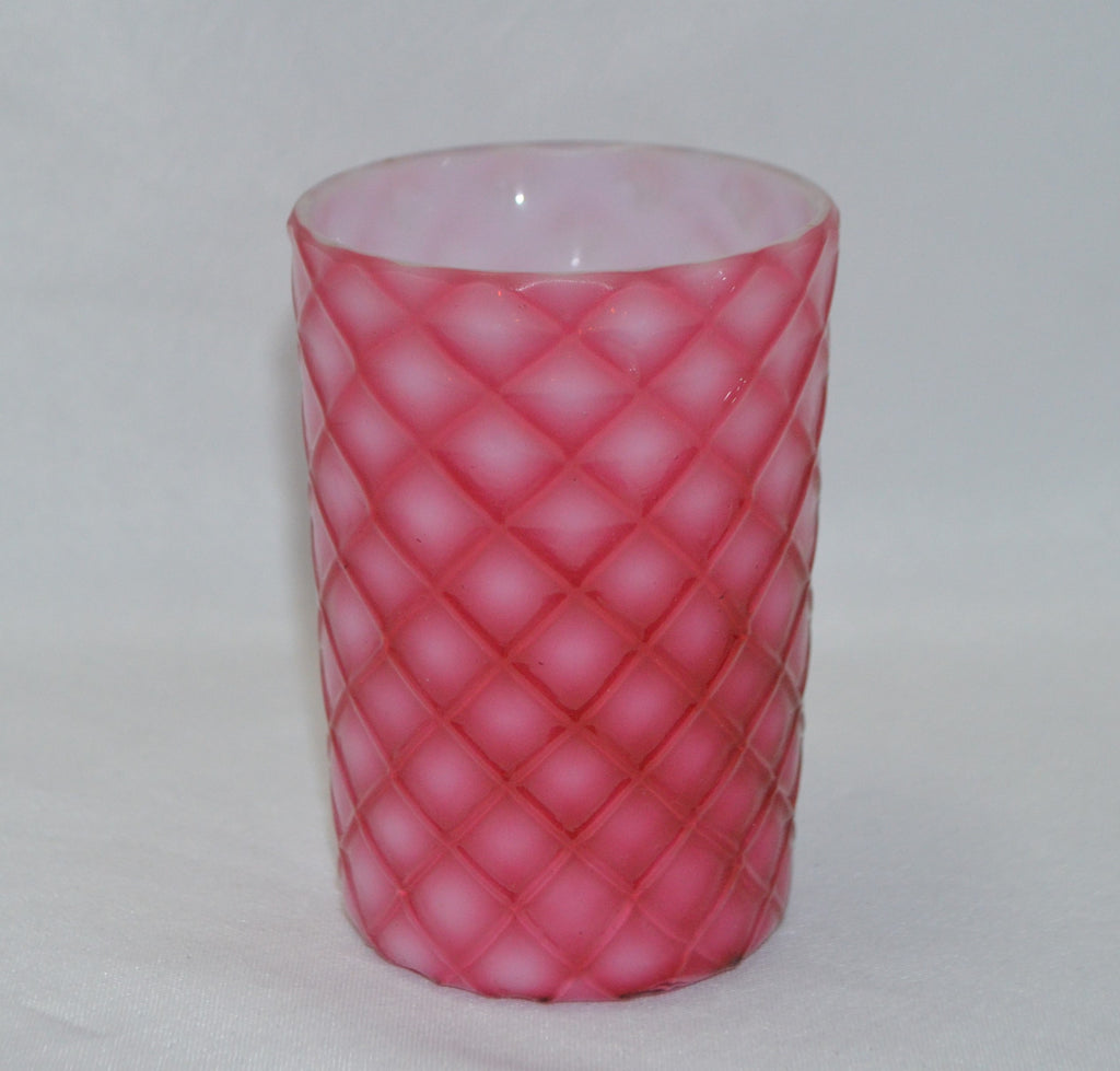 Scarce Phoenix Glass Cranberry Pink Opalescent Glossy Cut Velvet Tumbler