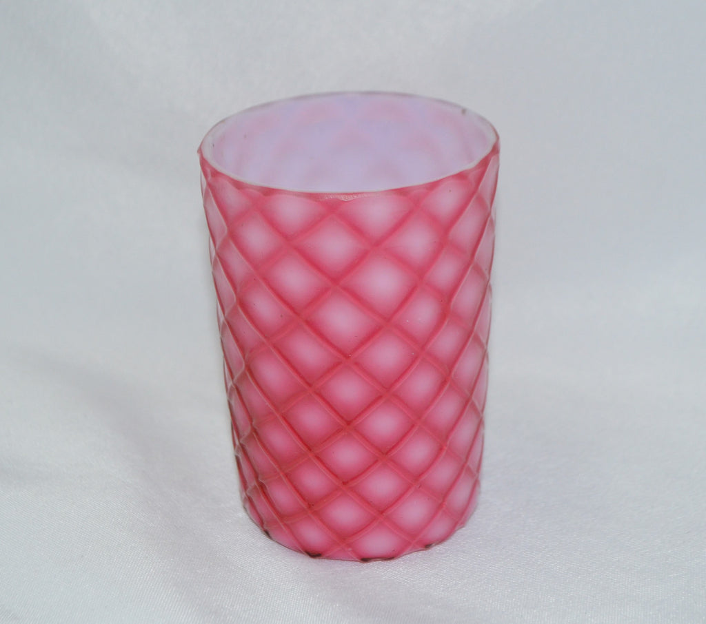 Scarce Phoenix Glass Cranberry Pink Opalescent Glossy Cut Velvet Tumbler