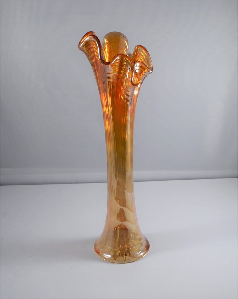 Imperial Carnival Glass Marigold Ripple Swung Vase