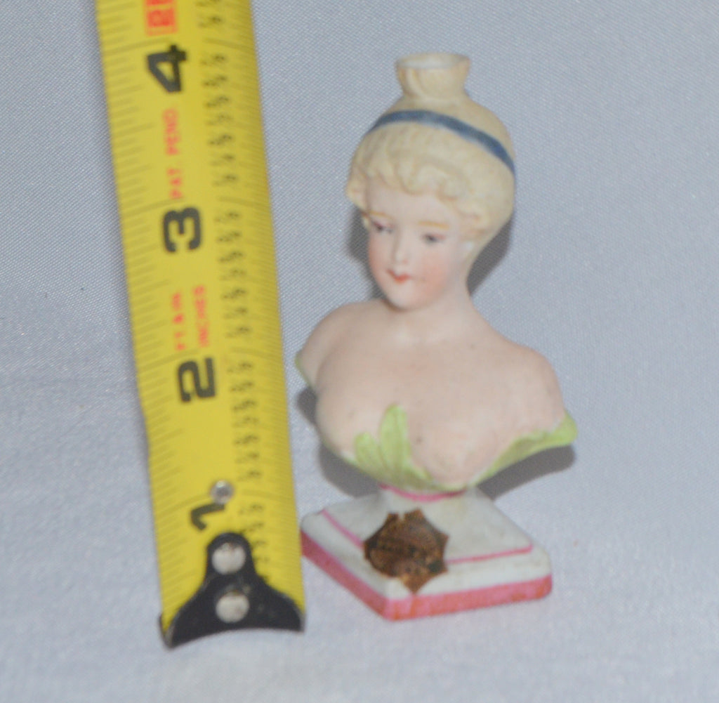 Rare Porcelain Bisque Female Bust Figural Scent Bottle