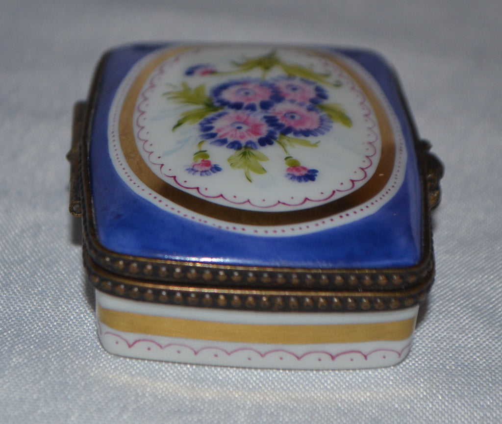 Peint Main Limoges Pill Box Floral Trinket Jar