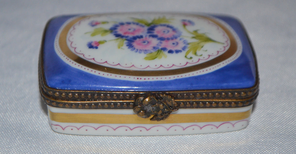 Peint Main Limoges Pill Box Floral Trinket Jar
