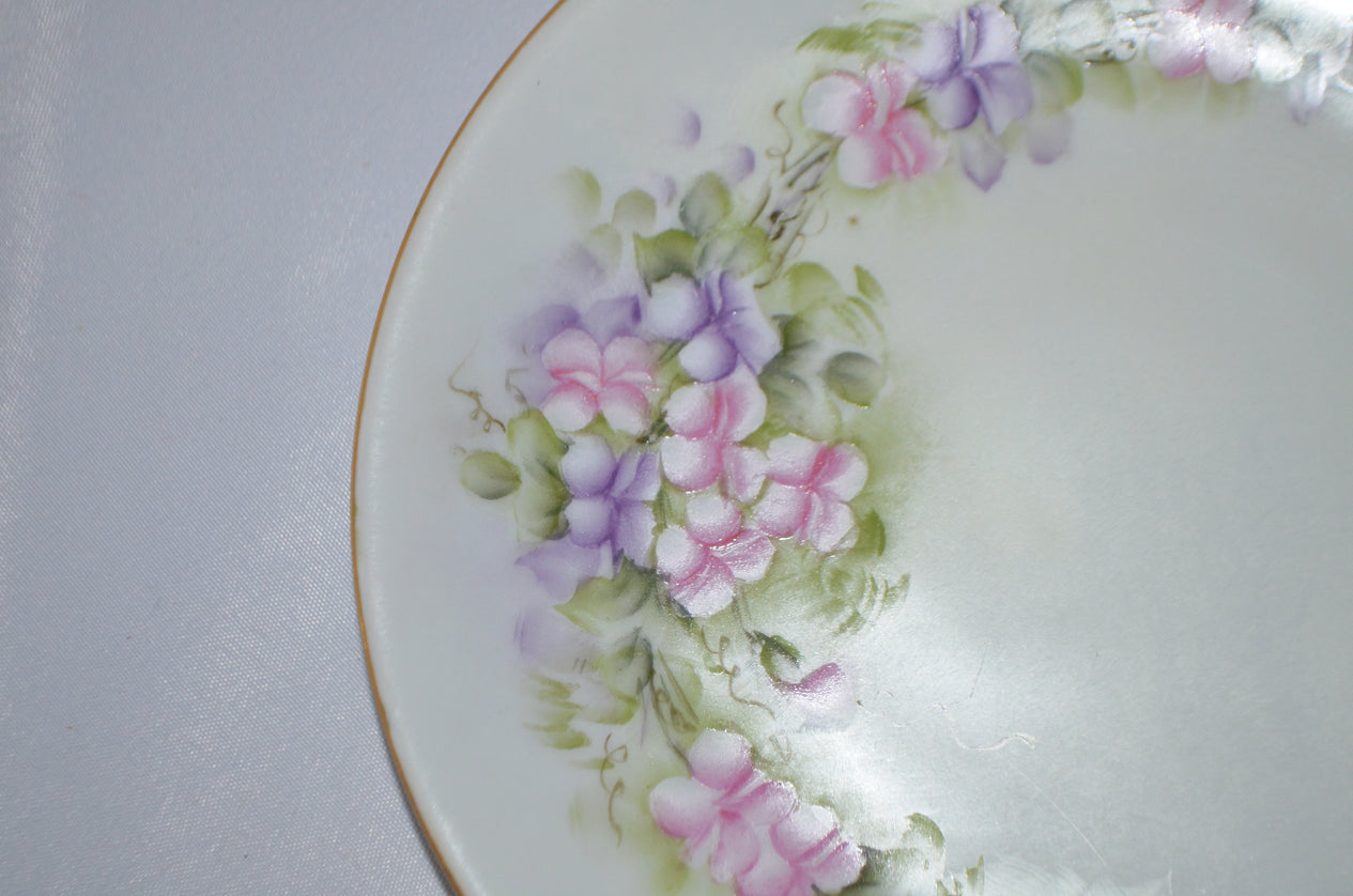 Bavarian Porcelain Hand Painted Floral Dinner Plates Set of Six