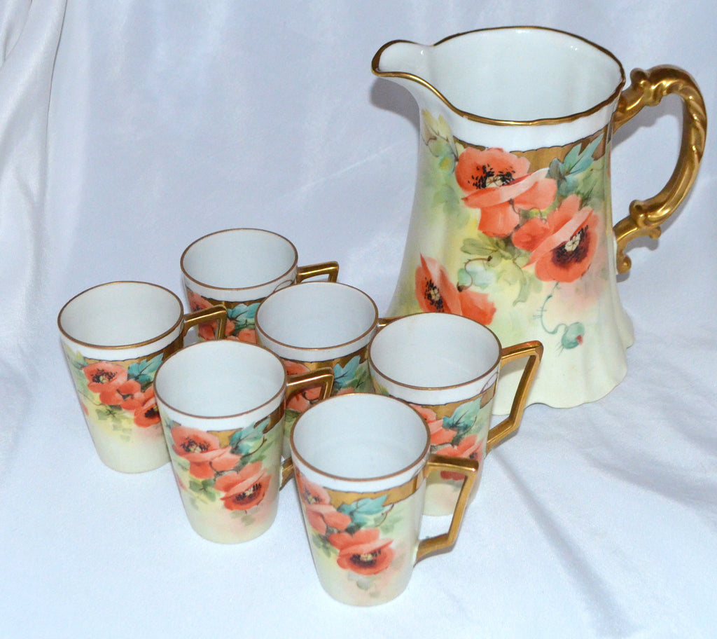 Bavarian Porcelain Poppy Decor Lemonade Set
