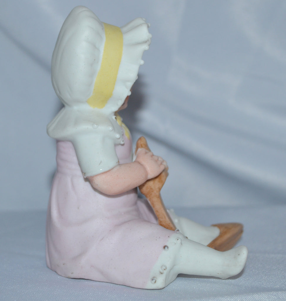 German Porcelain Bisque Piano Baby Mama's Shoes Seated Figurine