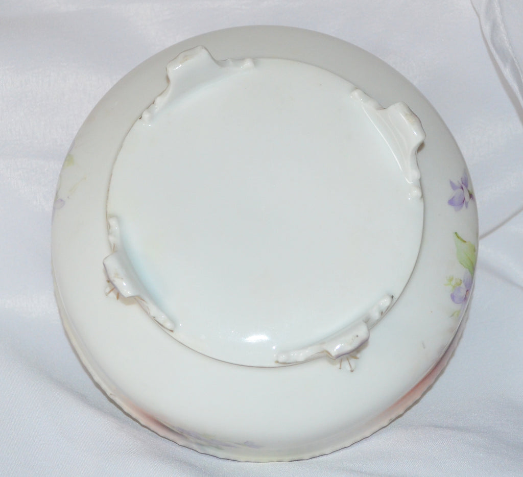 RS Prussia Footed Bowl Mold 436 Purple Violets Baby Breath Matte Finish