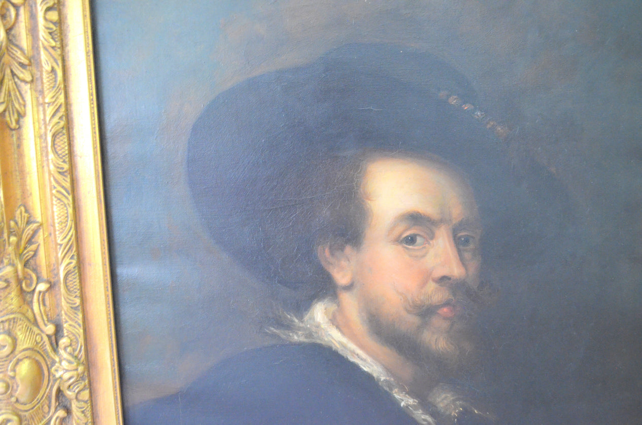 Self Portrait with a Hat Peter Paul Rubens After Rubens Oil Painting on Canvas UFFIZI Wax Seal