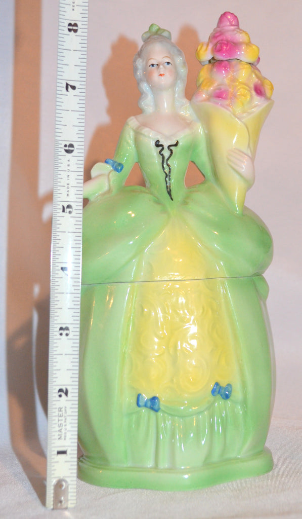 Rare Bavarian Porcelain Figural Woman Powder Box Jar & Perfume Half Doll