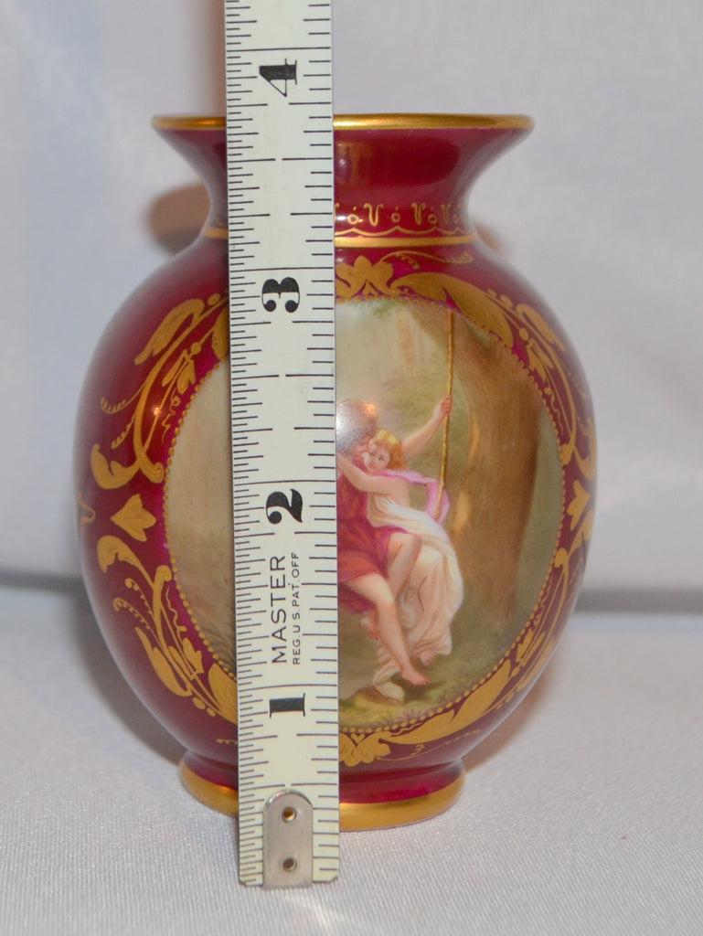 Antique Royal Vienna Ackermann Fritze Miniature Porcelain Scenic Vase