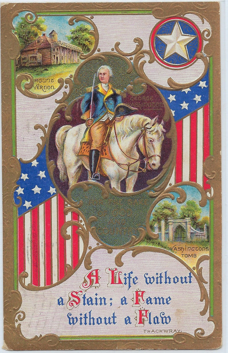 Patriotic Postcard George Washington Thackway Poem Embossed Series 2161