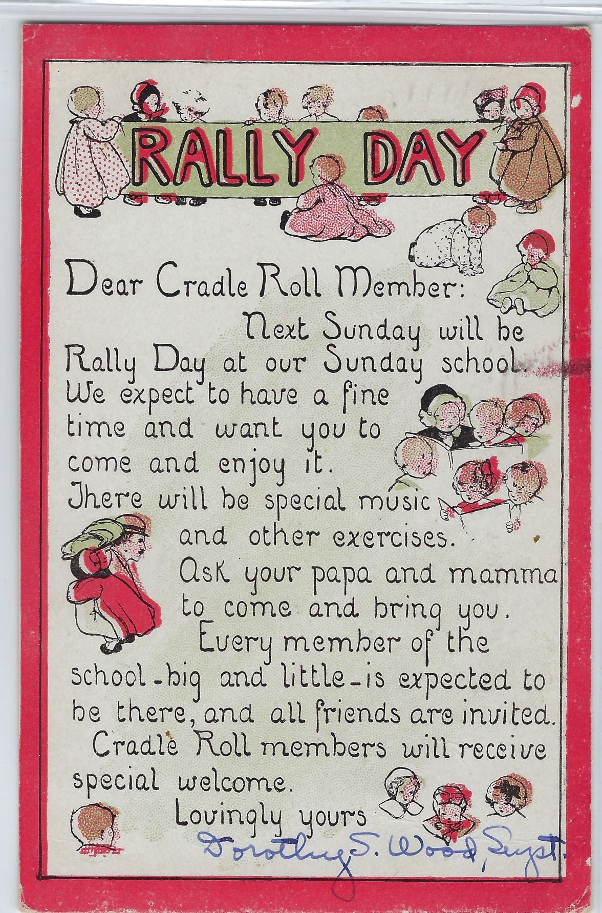 Patriotic Postcard Rally Day Sunday School Invitation - ChristiesCurios
