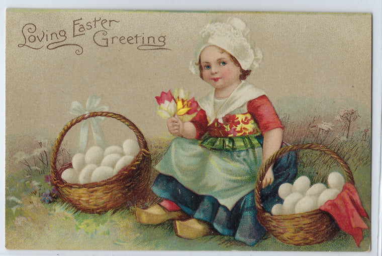 Easter Postcard Ellen Clapsaddle Little Girl with Easer Egg Basket