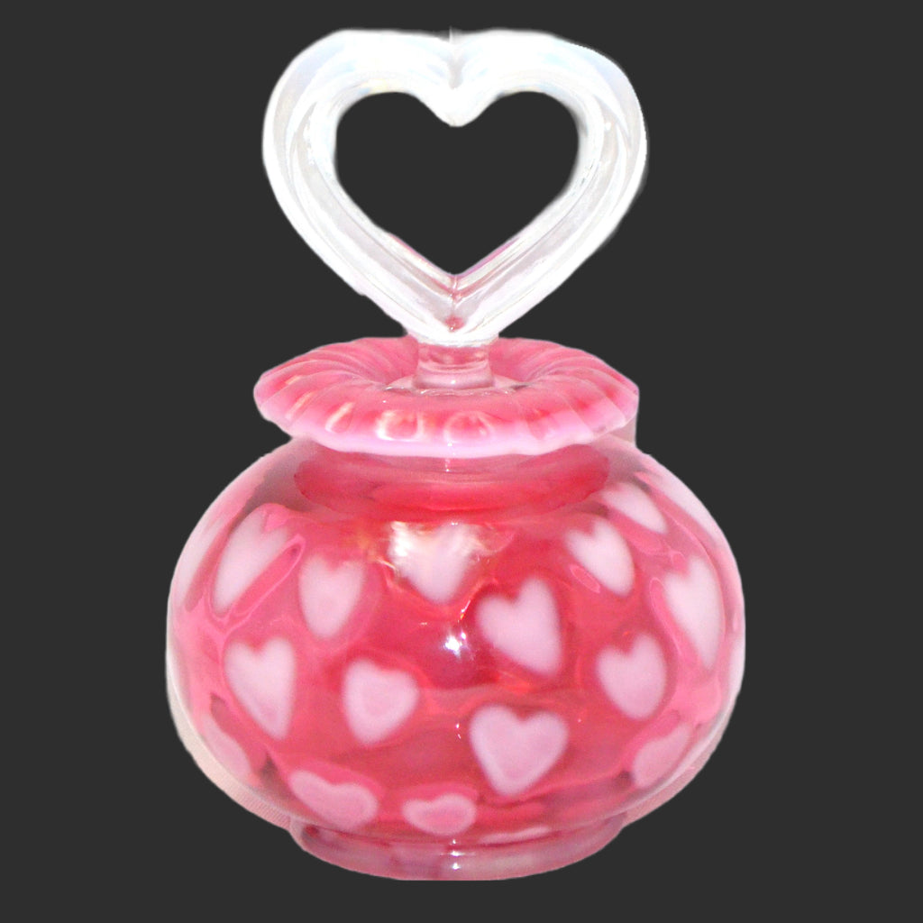 Cranberry Opalescent Fenton Perfume Bottle Heart Optic Pattern
