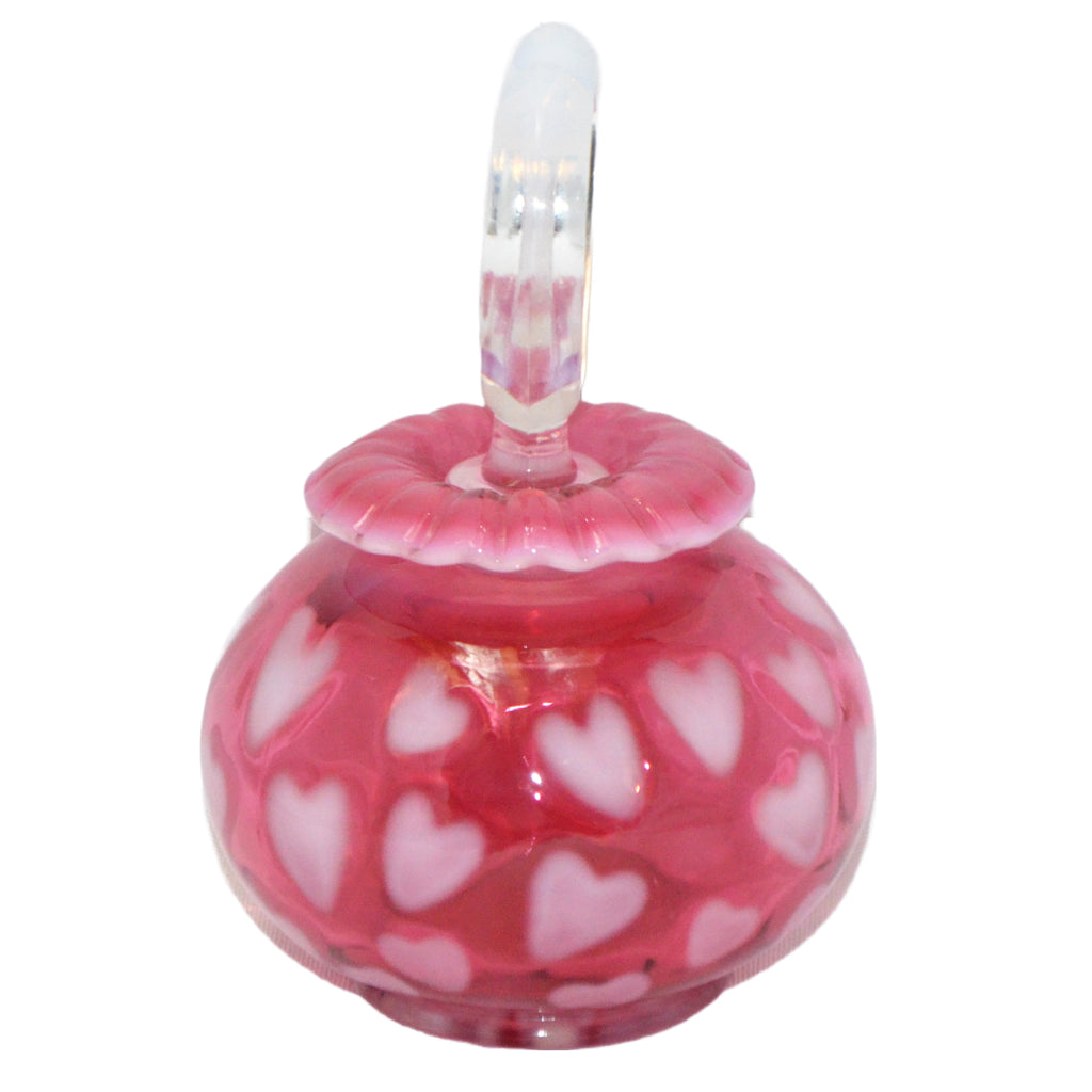 Cranberry Opalescent Fenton Perfume Bottle Heart Optic Pattern