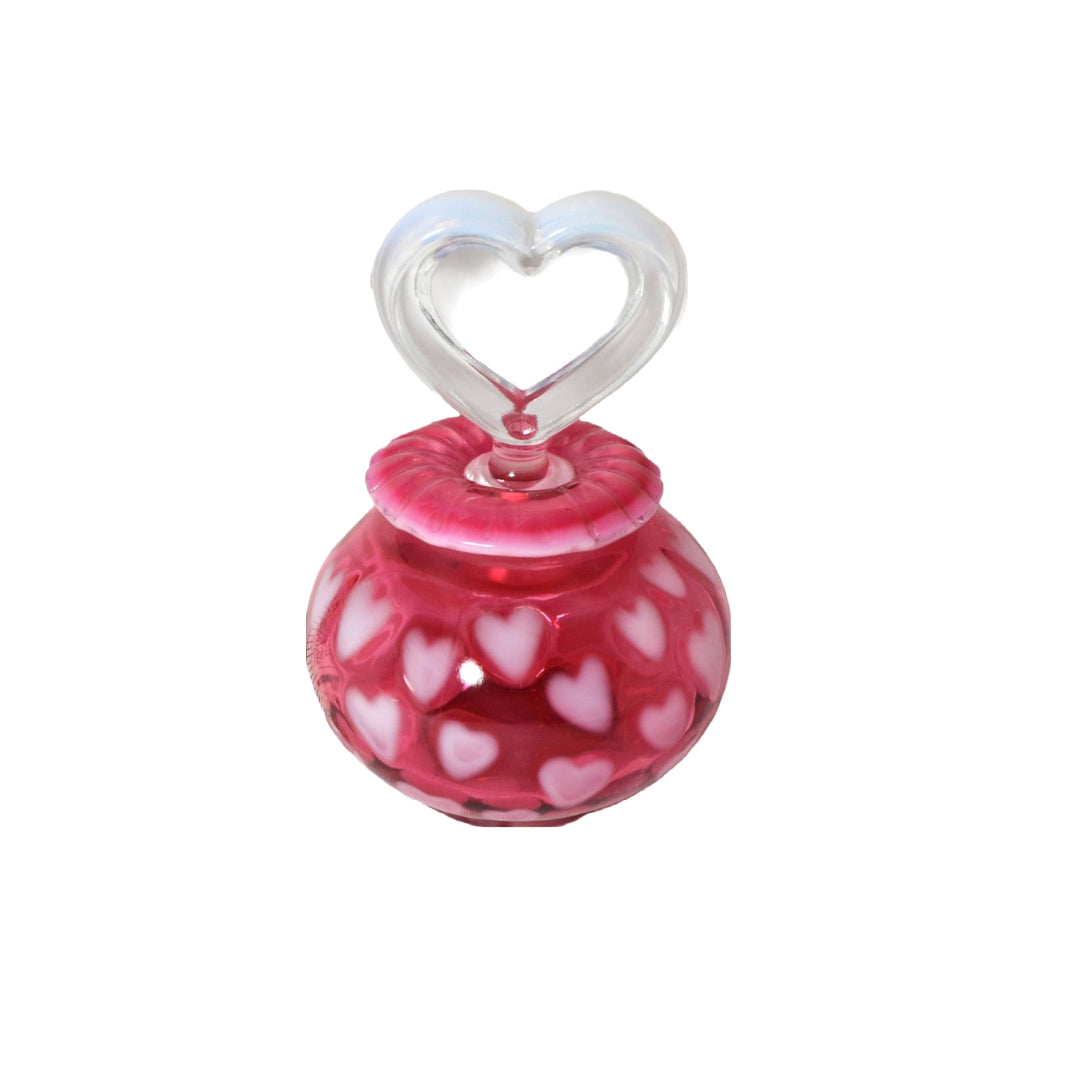 Cranberry Opalescent Fenton Perfume Bottle Heart Optic Pattern