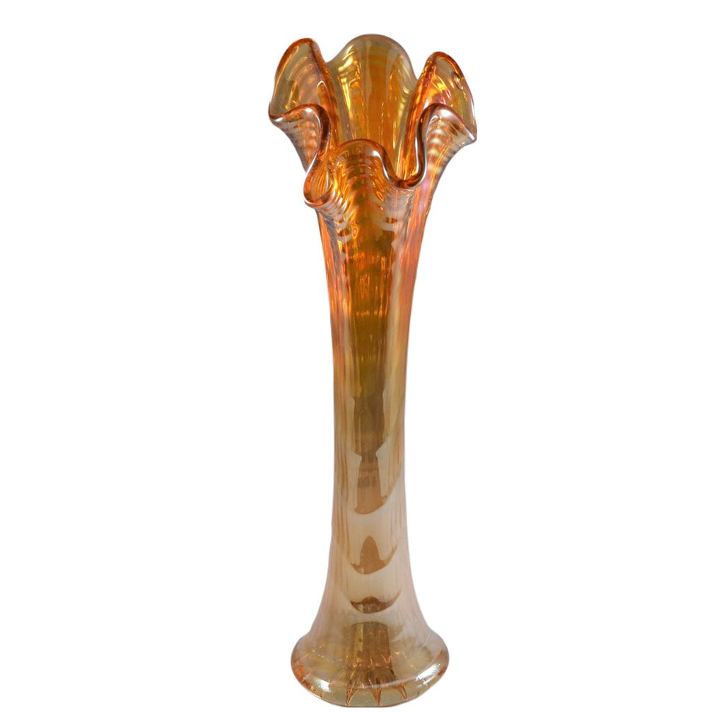 Imperial Carnival Glass Marigold Ripple Swung Vase