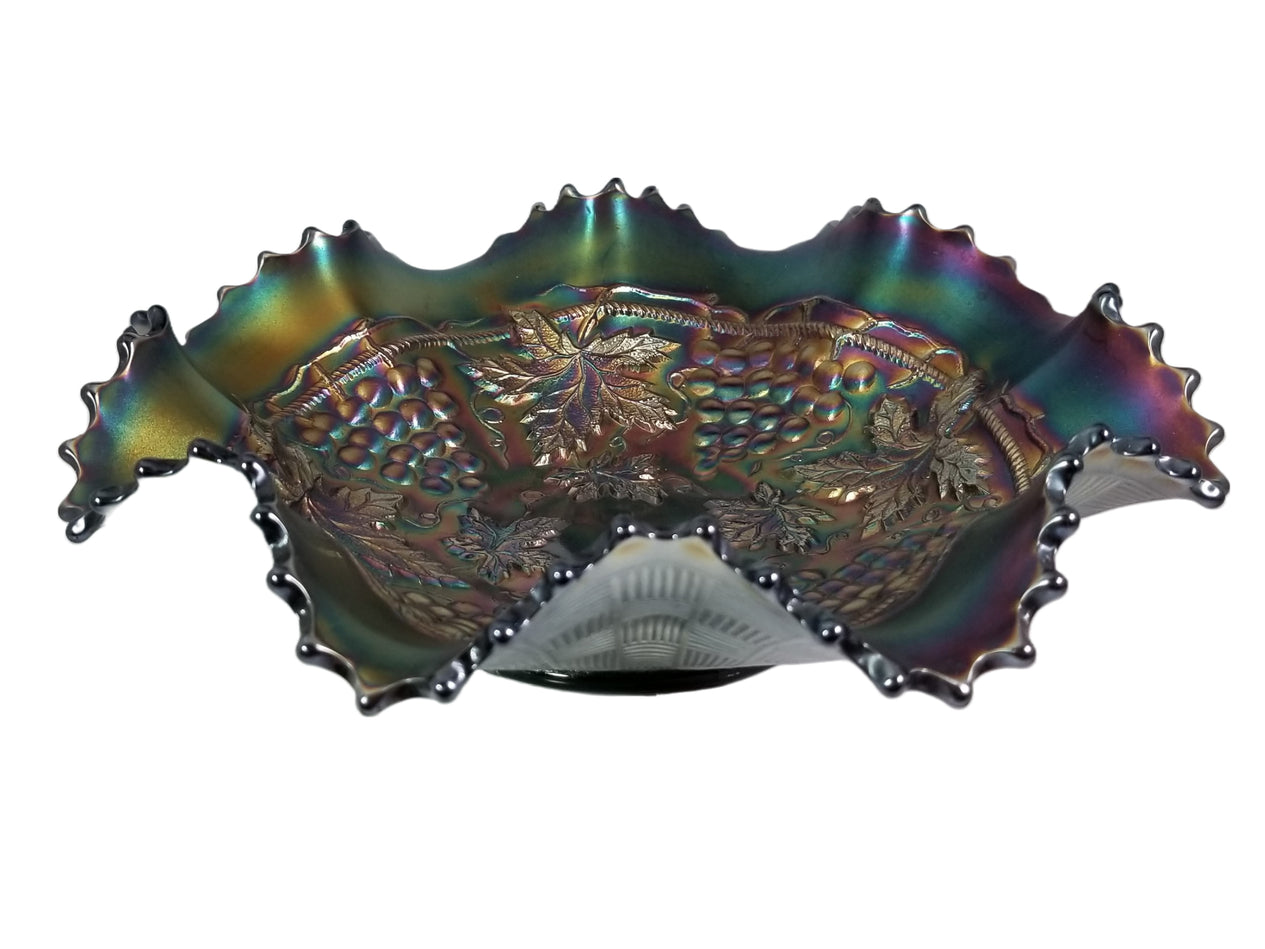 Northwood Grape & Cable Amethyst Carnival Glass Bowl