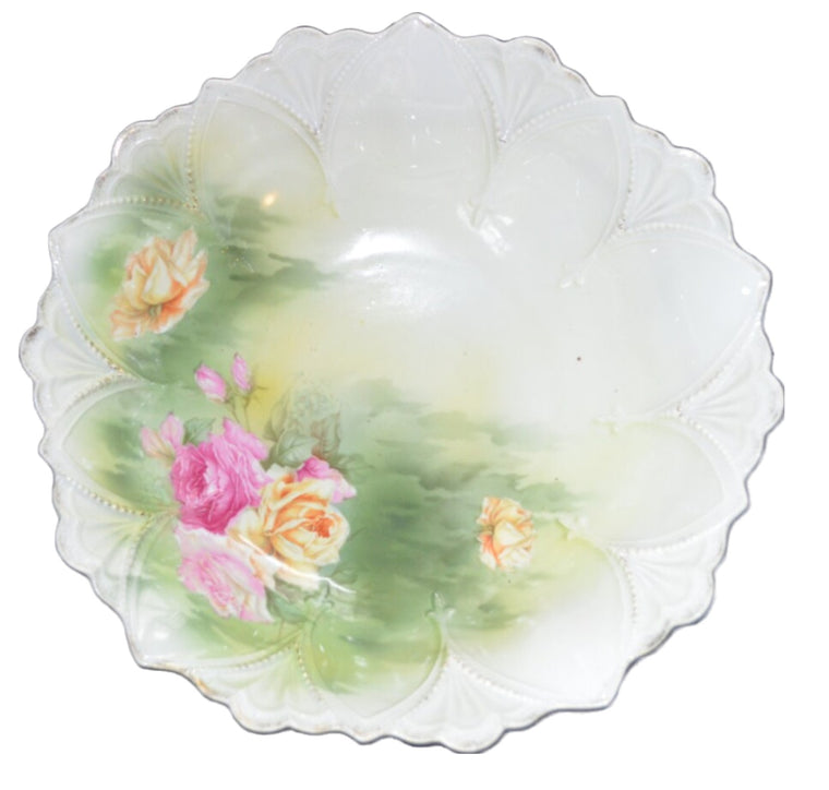 RS Prussia Porcelain Bowl Multi Color Roses Variation Mold 98