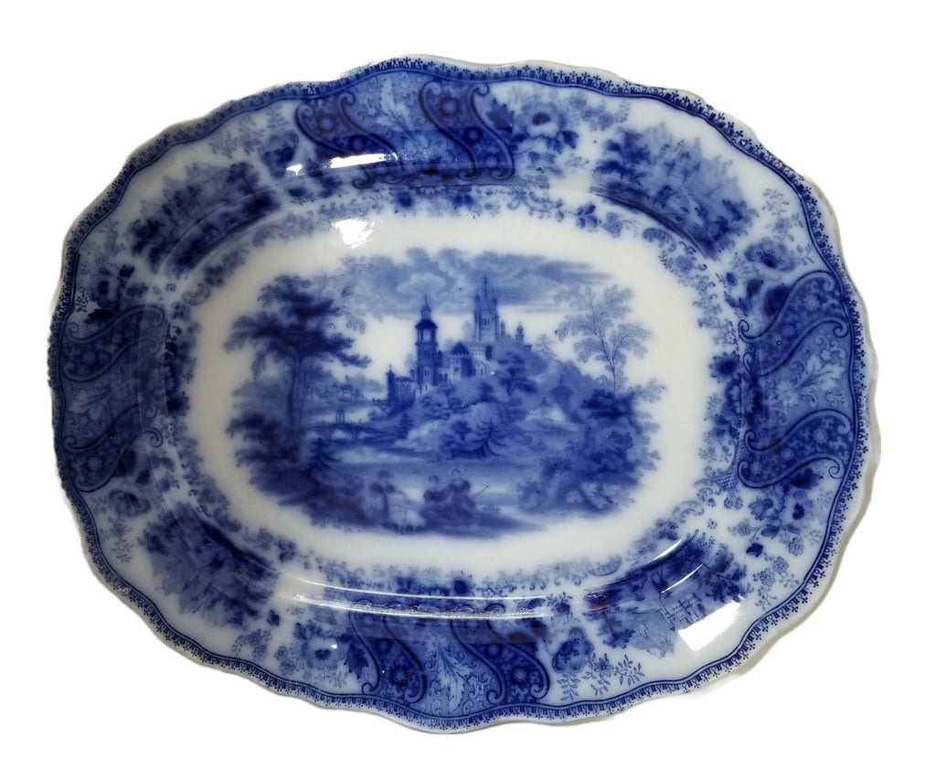 English Burgess & Leigh Middleport Platter with Nonpareil Flow Blue Pattern