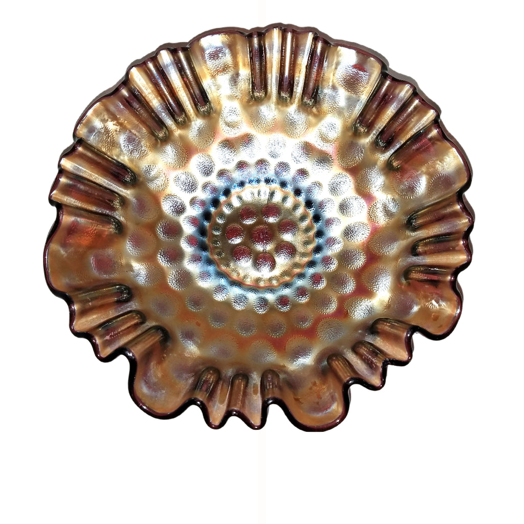 Fenton Amethyst Carnival Glass Coin Dot Pattern 3-in-1 Edge Bowl