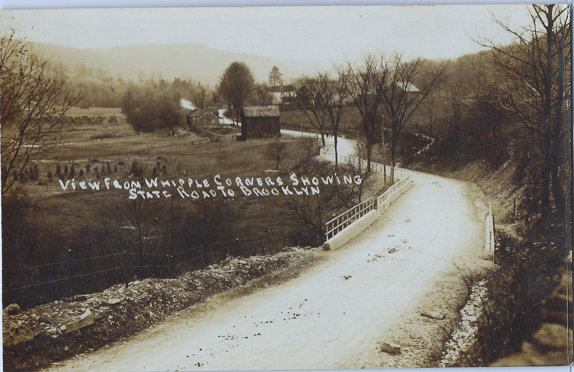 Whipple Corners Near Ithaca NY State Road to Brooklyn RPPC Real Photo Postcard AZO Stamp Tomkins County New York