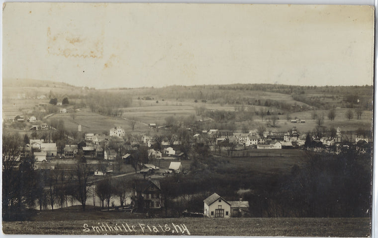 RPPC Real Photo Postcard Smithville Flats NY Bird's Eye View Panoramic Image of Town in 1908