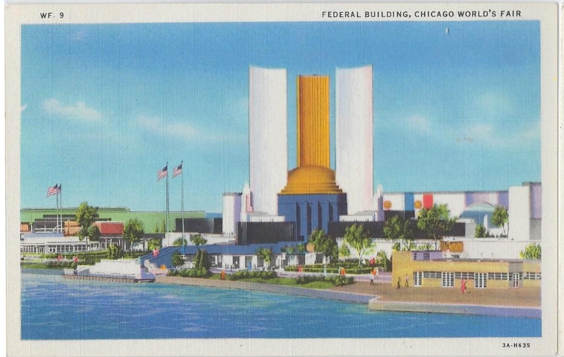 Exposition Postcard 1933 Chicago World Fair Century of Progress Linen Card WF-9 Federal Building