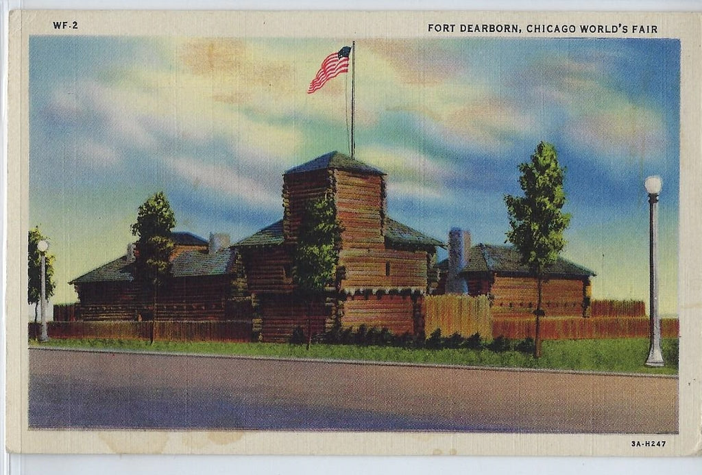 Exposition Postcard 1933 Chicago World Fair Century of Progress Linen Card WF-2 Fort Dearborn