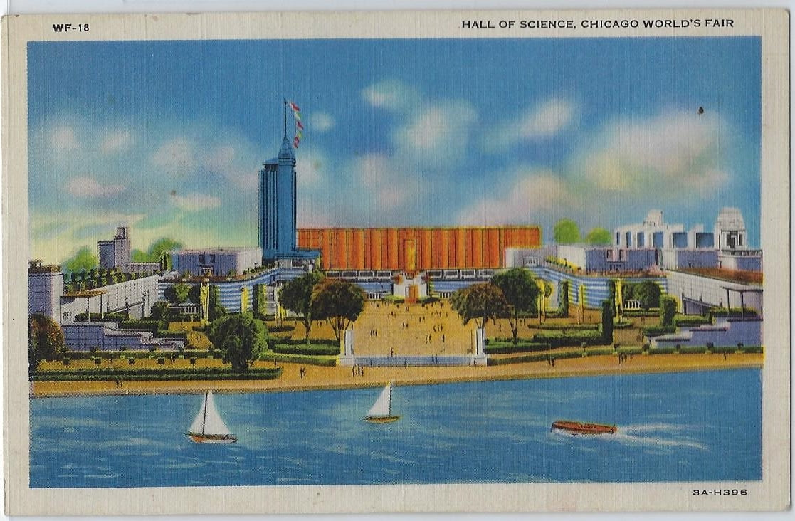 Exposition Postcard 1933 Chicago World Fair Century of Progress Linen Card WF-18 Hall of Science