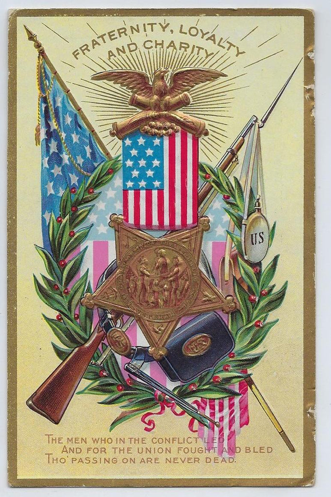 Patriotic Postcard Memorial Day Decoration Day Flag and Shield Series 1