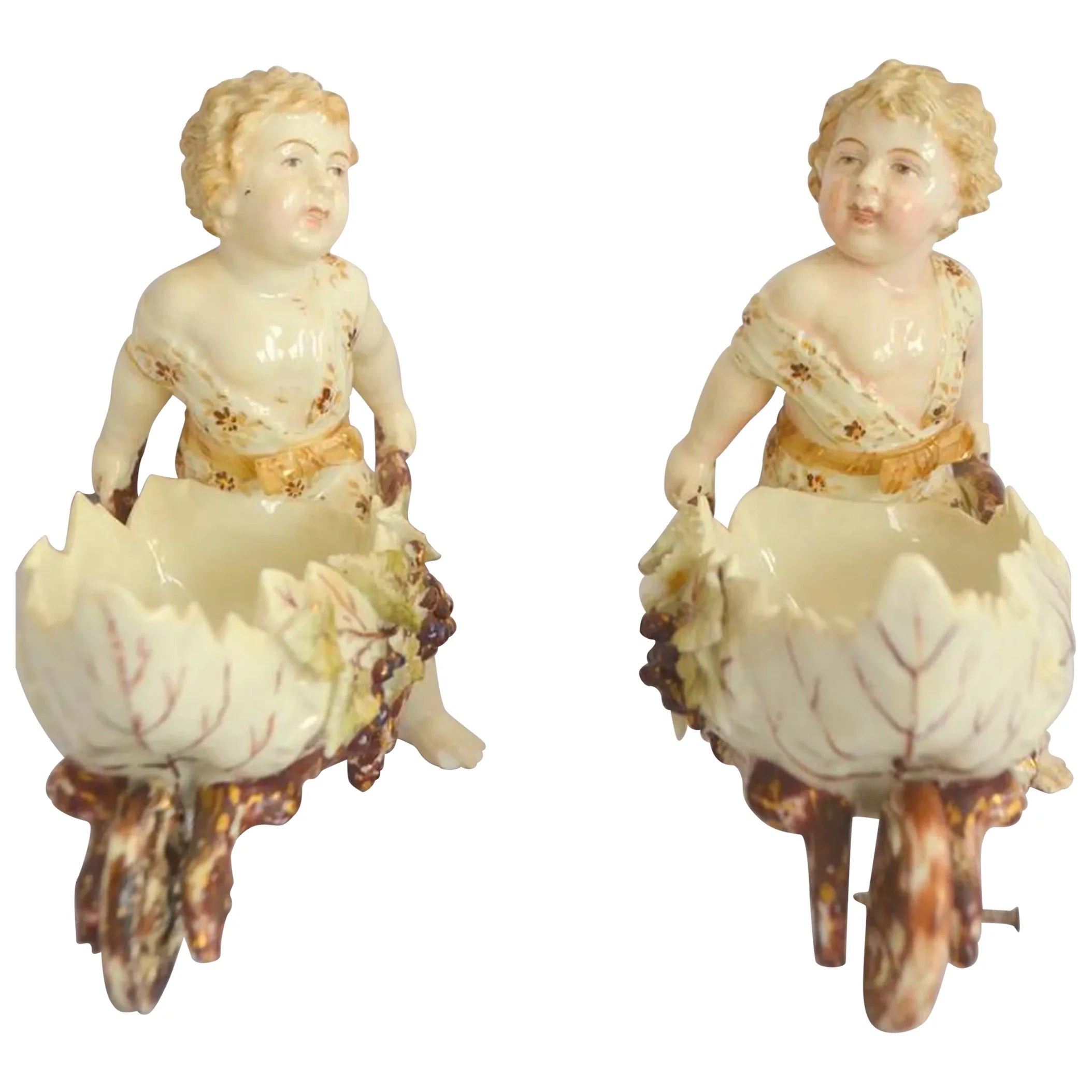 Pair of 20th Century Italian Hand-Painted Porcelain Figurine Statues